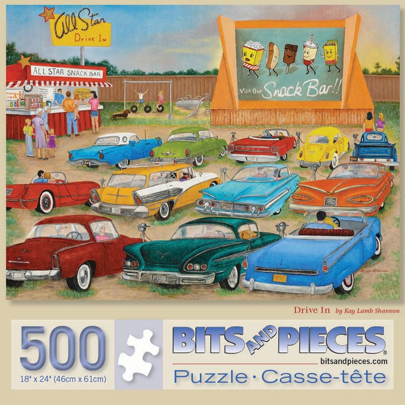 بيتس آند بيسيز قطع وقطع - 500 قطعة بانورامزو للألغاز للبالغين - Drive Inn - ألغاز Americana Classic Jigsaw للفنان Kay Lamb Shannon أكمل حجم اللغز: 18 "× 24" - Image 2