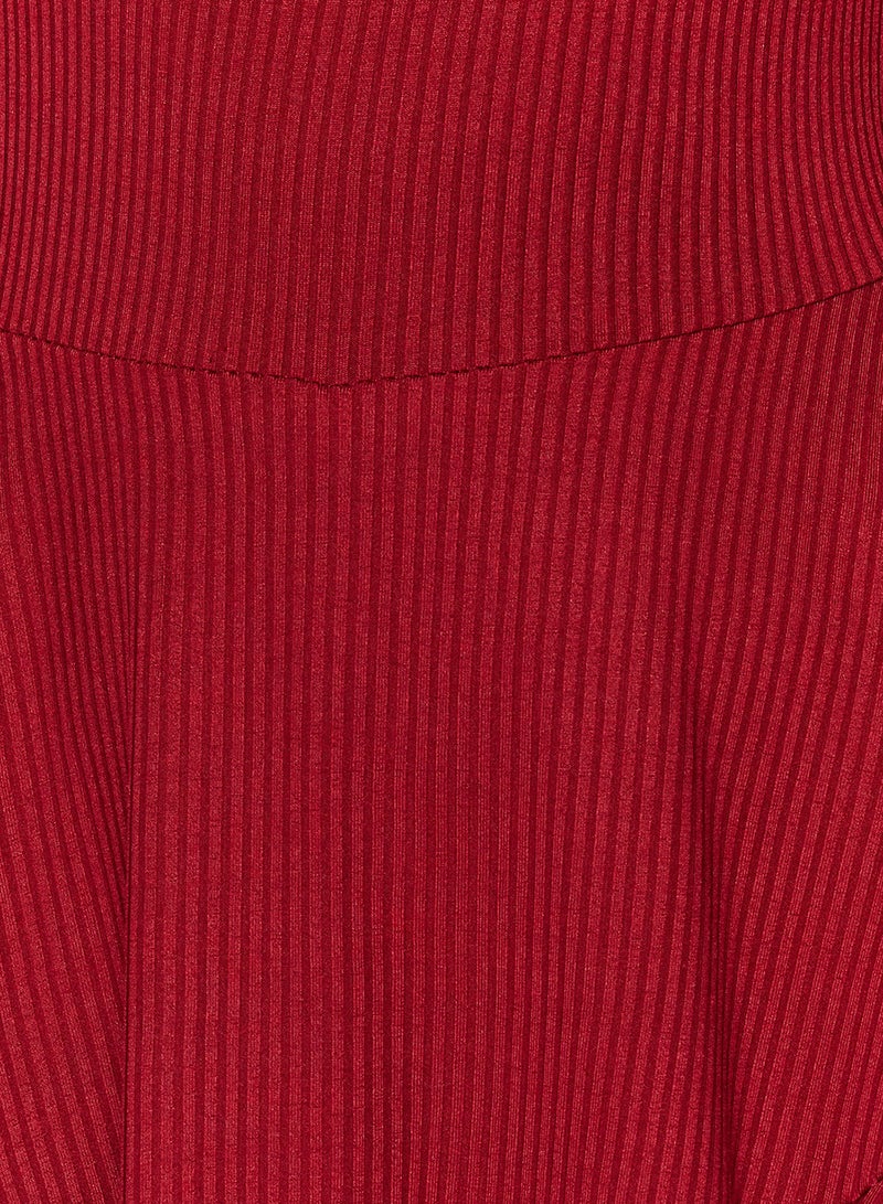 trendyol Mini Knitted Jumpsuit with Red Straps and Flounces Shorts TWOSS23TU00044 - Image 5