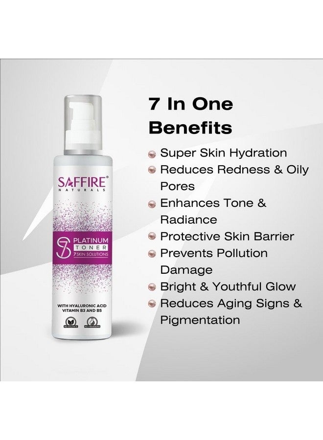 Saffire Natural S7 Platinum Toner |7 Skin Solutions | For Open Pores, Pore Tightening & Cleansing | Glowing Skin & Acne Free With Hyaluronic Acid (100ML) - Image 3