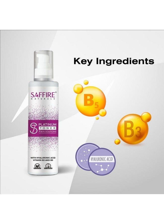 Saffire Natural S7 Platinum Toner |7 Skin Solutions | For Open Pores, Pore Tightening & Cleansing | Glowing Skin & Acne Free With Hyaluronic Acid (100ML) - Image 4
