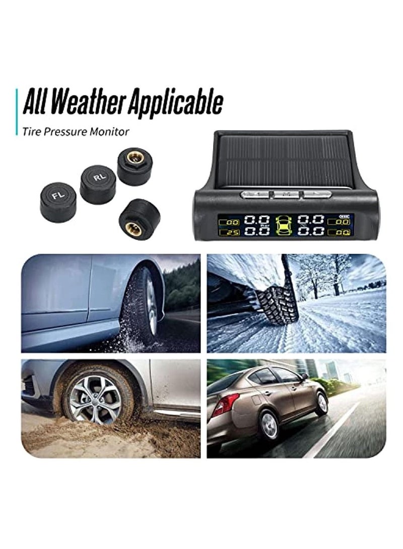Wireless Solar Power Tire Pressure Monitoring Systems With 4 External Sensors Real Time Pressure And Temperature Alarm Auto Safety Monitor For Truck RV Trailer Car - Image 2