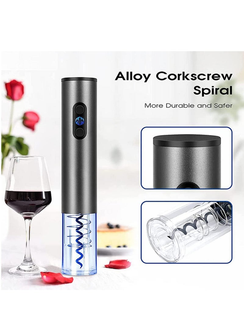 4Pcs Electric Wine Opener Set with Foil Cutter Wine Stopper and Pourer Rechargeable Automatic Corkscrew with LED Light Display for Easy Opening and Serving  - Image 5