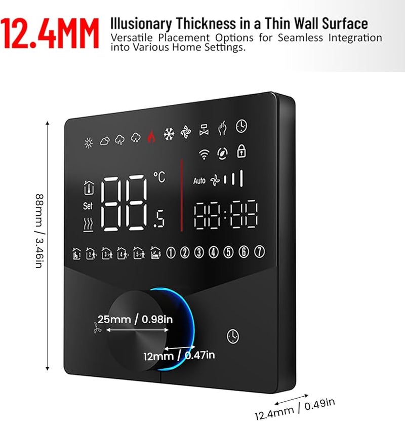 FTVOGUE Smart WiFi Air Conditioner Thermostat Programmable 5 2 Day Schedule 7 Color LED Black - Image 3