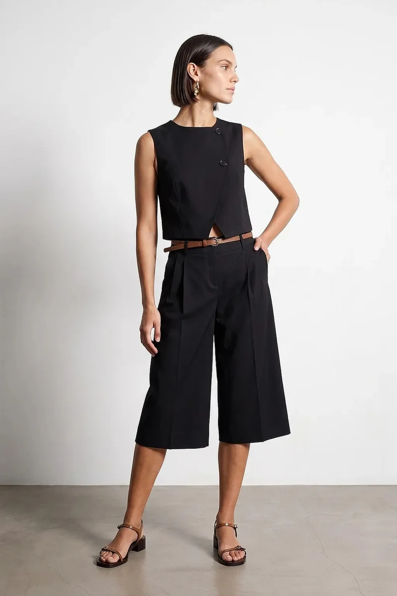 ديلفين DILVIN Women's Crepe Woven Waistcoat
