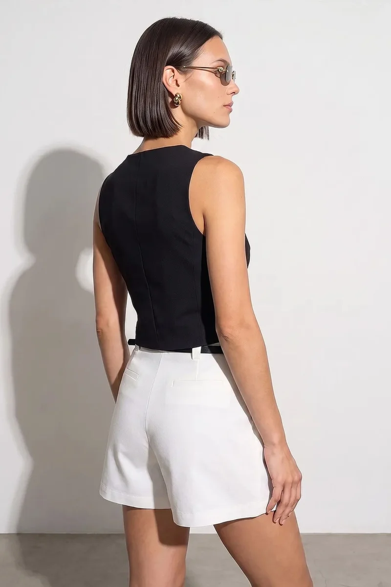 Dilvin Black DILVIN Women's Crepe Woven Waistcoat for Women | Best Price UAE
