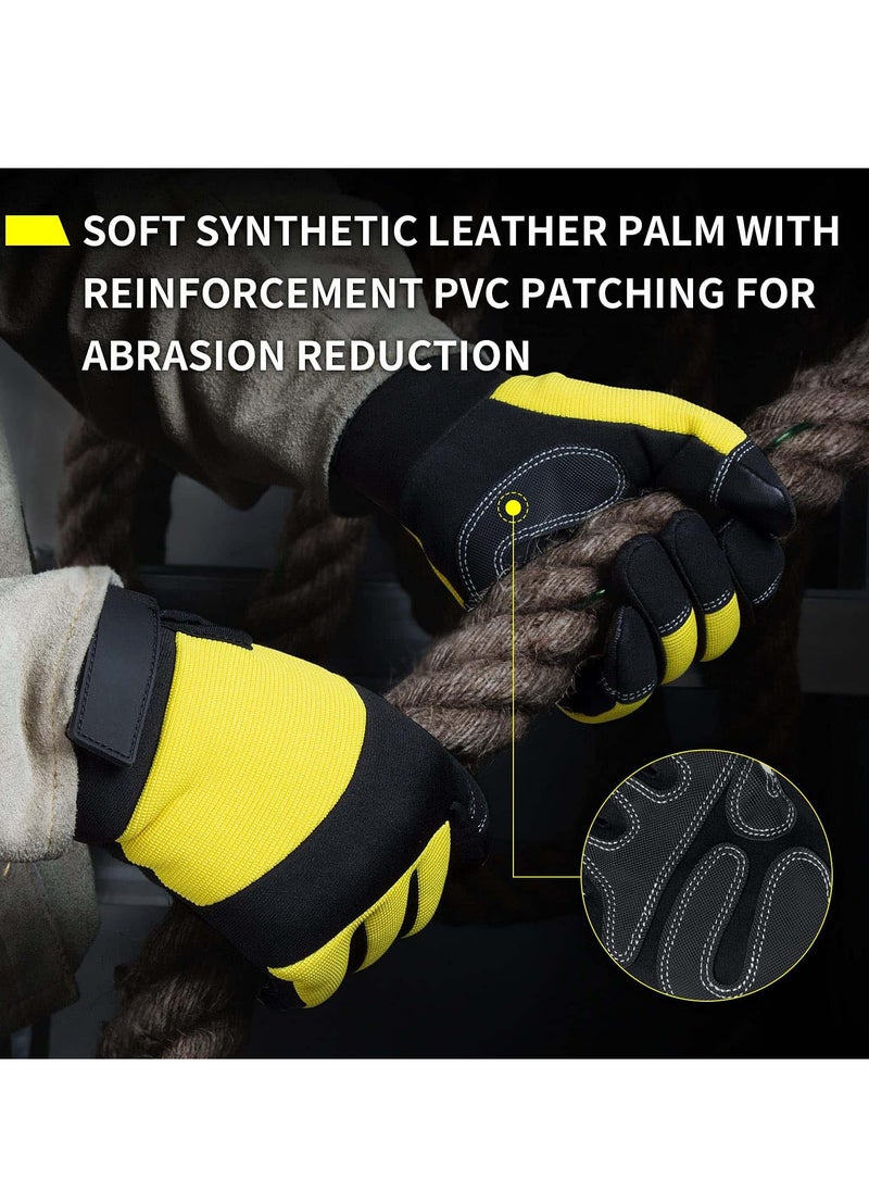 Excefore Leather Work Gloves,  Heavy Duty Gardening Gloves, Tough Cowhide Garden Gloves Thorn Proof Work Gloves for Garden Tools Pruning Shears Bricklaying, Ladies and Men (Yellow, Large)  - Image 4
