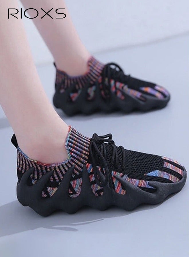 ريوكس أحذية رياضية نسائية شبكية مطاطية منفردة أحذية راكضة قابلة للتنفس شريط مسطح أعلى المدربون أزياء غير جوكية انزلاقية أحذية راكضة Walking Running Shes - Image 1