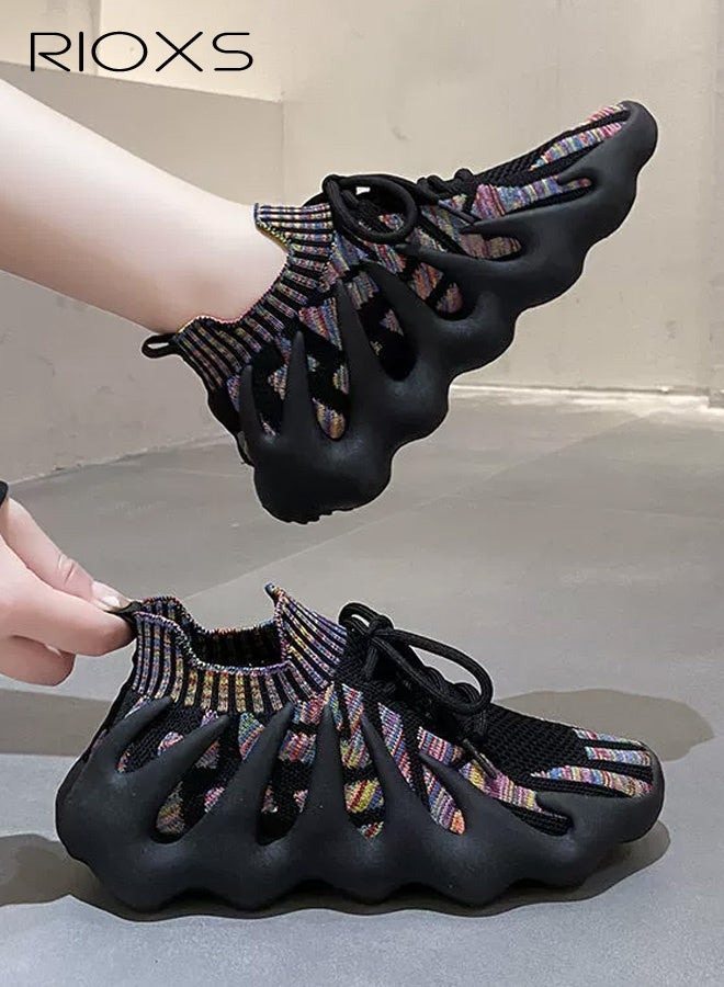 ريوكس أحذية رياضية نسائية شبكية مطاطية منفردة أحذية راكضة قابلة للتنفس شريط مسطح أعلى المدربون أزياء غير جوكية انزلاقية أحذية راكضة Walking Running Shes - Image 3