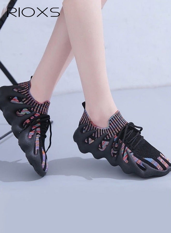 ريوكس أحذية رياضية نسائية شبكية مطاطية منفردة أحذية راكضة قابلة للتنفس شريط مسطح أعلى المدربون أزياء غير جوكية انزلاقية أحذية راكضة Walking Running Shes - Image 2