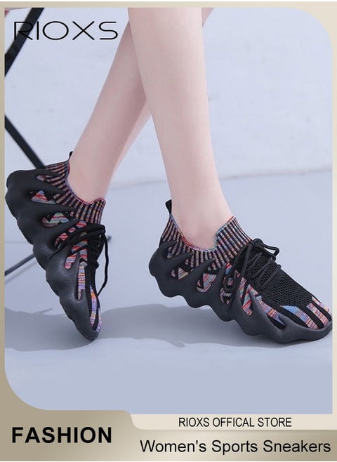 Women's Sports Sneakers Mesh Mesh Rubber Outsole Running Shoes Breathable Flat Lace Up Trainers Fashion Casual Non Slip Jogging Walking Running Shoes, Ladies Athlesiure Trainers