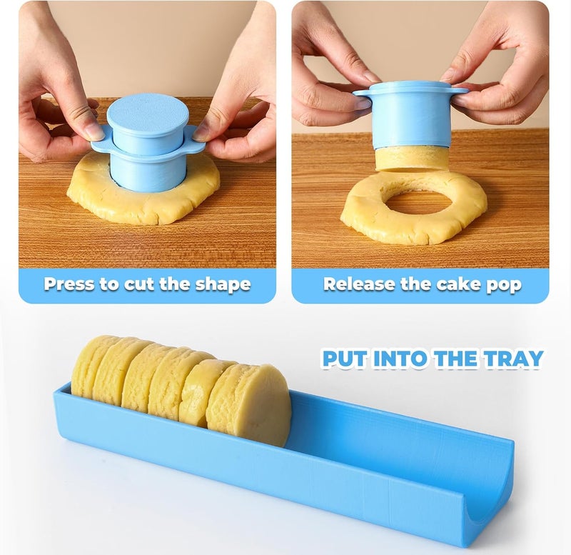 MITCHENIFY Round Cake Pop Mold with 9-Inch Tray, 3D Printed Cake Pop Cutter and Pusher, Baking Molds for Home Baking, Birthday Parties, Wedding Desserts - Image 2