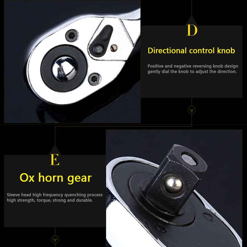 Digital Craft مجموعة مفاتيح sockets رقم 32 12 بوصة مع مفك براغي مجموعة أدوات إصلاح السيارات مجموعة أدوات يدوية متعددة الاستخدامات مجموعة أدوات دقيقة للسيارات مع حقيبة تخزين للسفر - Image 5