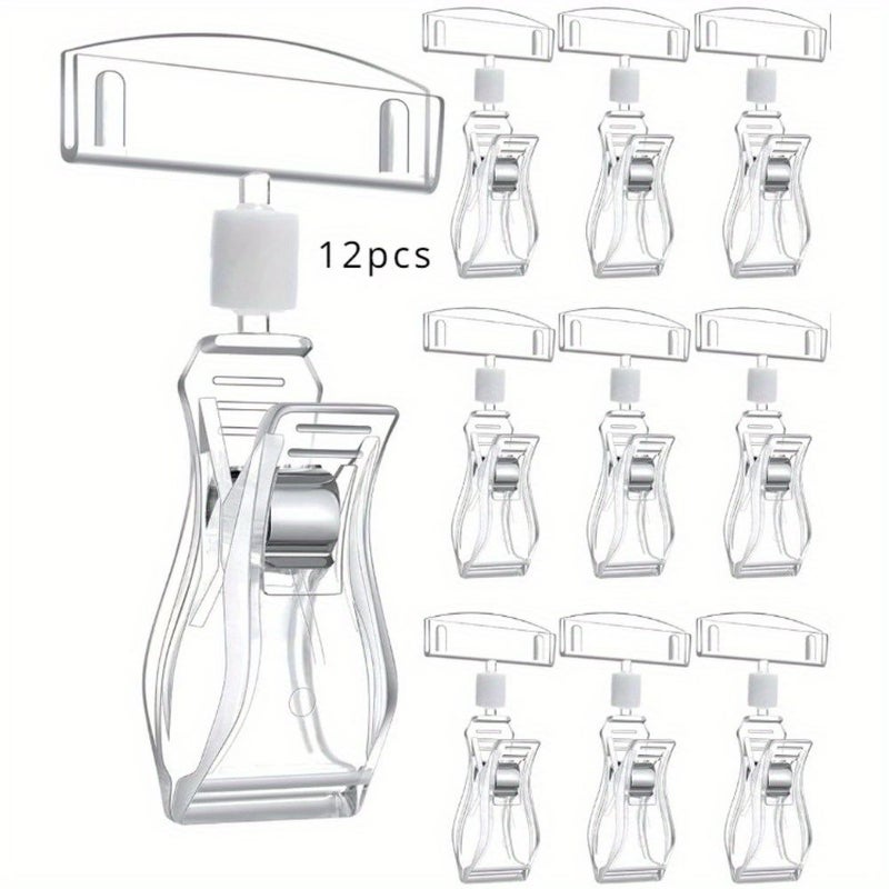 12pcs Sector Plastic Clip Set For Price Tag Display Rotating Design For Shelves Racks - Image 5