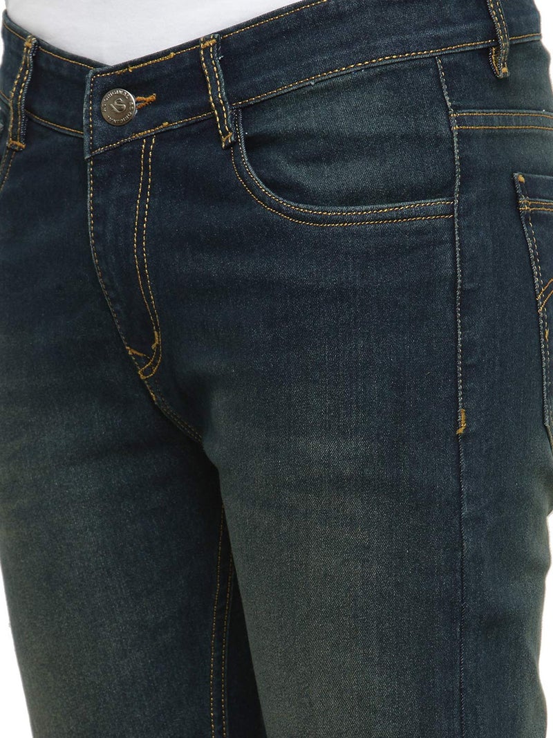 Ben Martin Men's Regular Fit Stretchable 28 Size Green Cotton Denim Mid Rise Jeans Pant for Men, JJ3-1 - Image 5