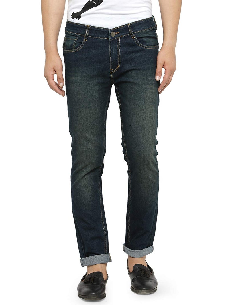 Ben Martin Men's Regular Fit Stretchable 28 Size Green Cotton Denim Mid Rise Jeans Pant for Men, JJ3-1 - Image 1