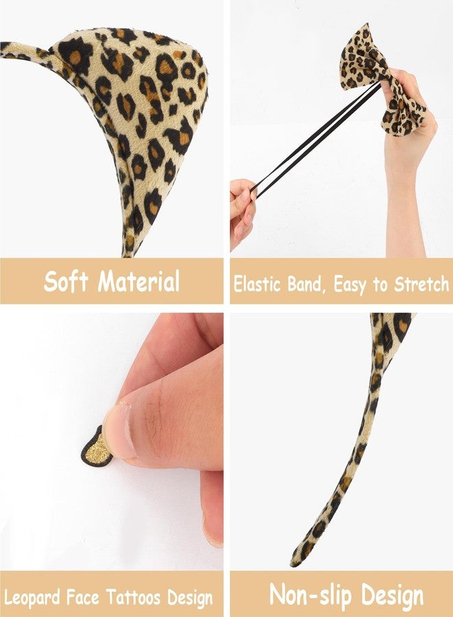 Vovii 3Pcs Leopard Ears Headband for Women, Furry Animal Ears Headbands Hair Accessories With Cheetah Print for Adult Halloween Cosplay Costume Makeup Washing Face - Image 3