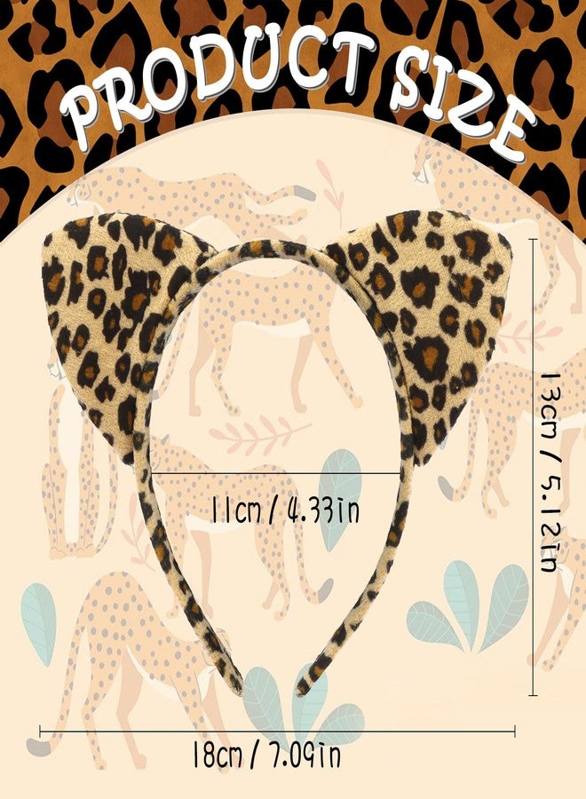 Vovii 3Pcs Leopard Ears Headband for Women, Furry Animal Ears Headbands Hair Accessories With Cheetah Print for Adult Halloween Cosplay Costume Makeup Washing Face - Image 2