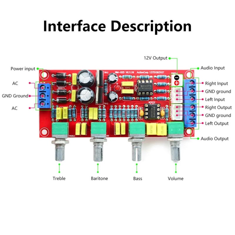 NE5532 Audio Preamplifier Bass Treble Tone Control Board Only Board DIY Amplifier - Image 3