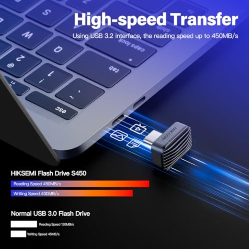 HS-USB-S450 128G U3 SSD داخلي لترقية الكمبيوتر المحمول، ذاكرة فلاش NAND، أسود، قراءة/كتابة عالية السرعة تصل إلى 450 ميجابايت/ثانية - Image 2