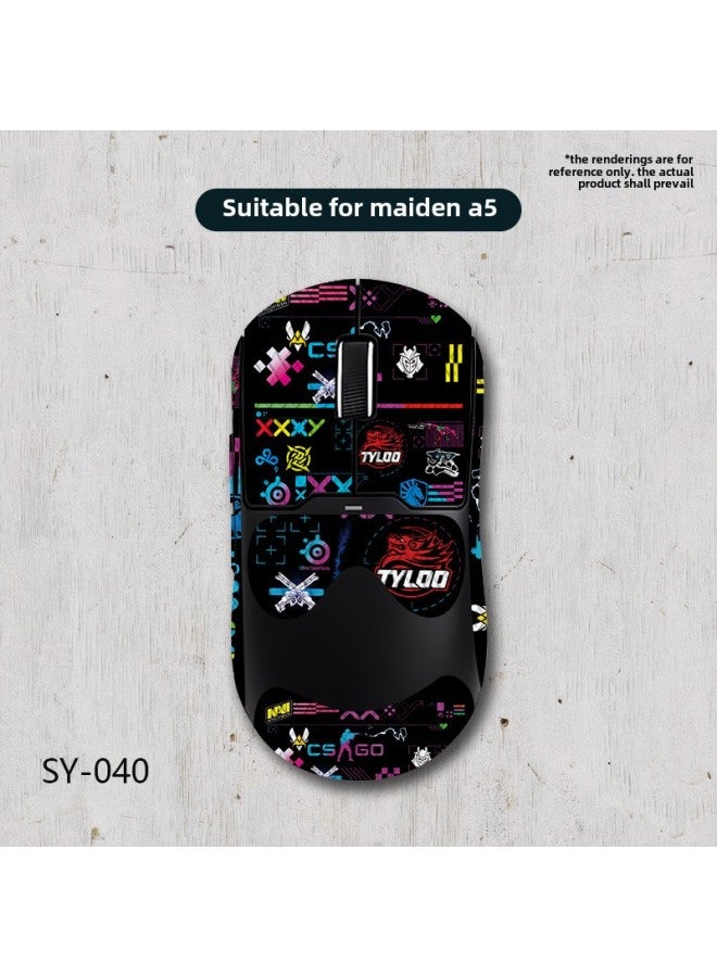 Suitable For Mai From A5 Mouse Anti-slip Stickers A5PRO MAX Full Set With Back Stickers Lizard Skin Anti-sweat Suction Generation Wholesale-Color:Michael From The A5-SY-040 Team Printing/black Diamond-all-inclusive  - Image 1