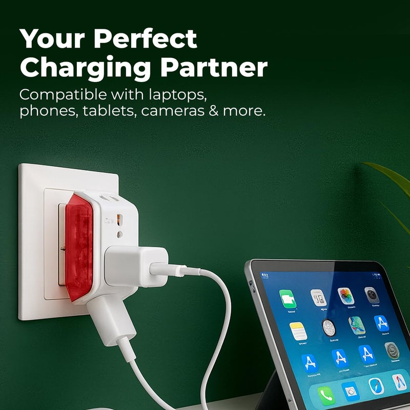 EMBOX مآخذ متعددة 3 دبابيس 240 فولت | محول متعدد مع مؤشر LED | يدعم المقابس 2 دبابيس و 3 دبابيس | مآخذ 3 دبابيس للأجهزة المنزلية والمكتبية | (عبوة من 3) - Image 4