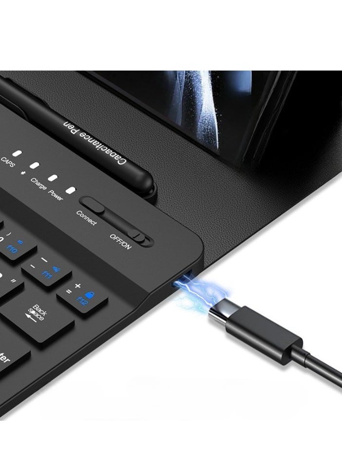 Compatible with Samsung Z Fold4 / Z Fold3 / Z Fold2 /Z Fold Office Keyboard Accessories with S Pen Holder, Removable Magnetic Wireless Bluetooth Keyboard Case and Mouse