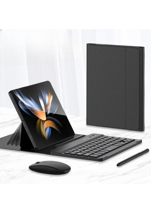 Compatible with Samsung Z Fold4 / Z Fold3 / Z Fold2 /Z Fold Office Keyboard Accessories with S Pen Holder, Removable Magnetic Wireless Bluetooth Keyboard Case and Mouse