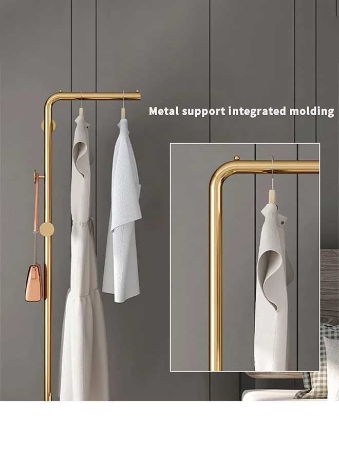 رَوَائِد رف ملابس ذهبي مستقل من المعدن مزود بعامود و3 خطافات – تصميم عصري مع قاعدة من الرخام – على شكل حرف L – مناسب للمداخل وغرف النوم والمعيشة والمكاتب - Image 5
