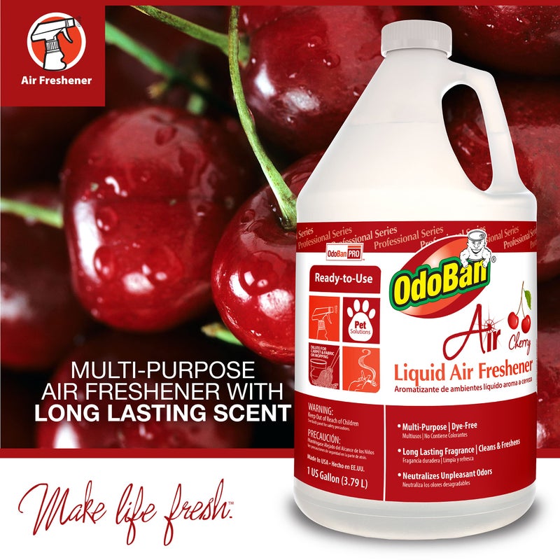 OdoBan Professional Series Ready-to-Use Air Cherry Liquid Air Freshener, Made in the USA, Cherry Scent, 2-Pack, 1 Gallon Each - Image 2