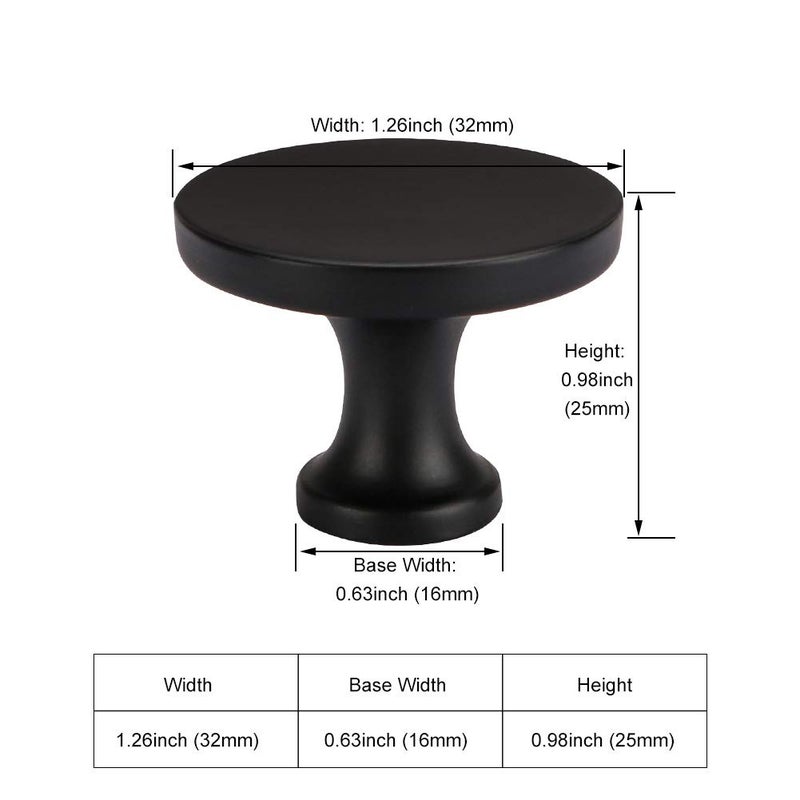 Homdiy 5 Pack Matte Black Cabinet Knobs Solid Round Drawer Knobs Modern Kitchen Cabinet Hardware For Bedroom Dresser Cupboard Drawers - Image 2