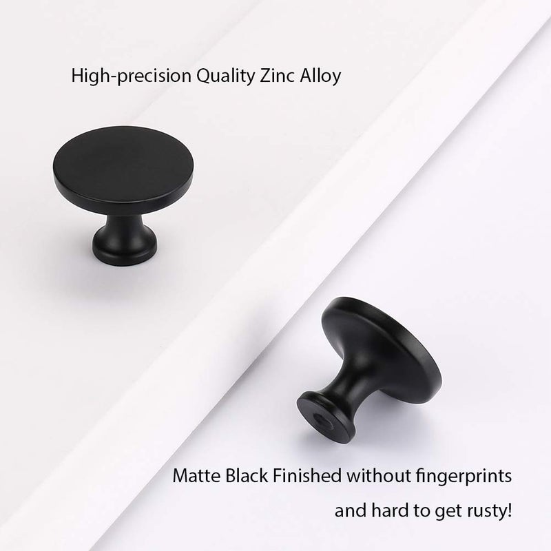 Homdiy 5 Pack Matte Black Cabinet Knobs Solid Round Drawer Knobs Modern Kitchen Cabinet Hardware For Bedroom Dresser Cupboard Drawers - Image 3