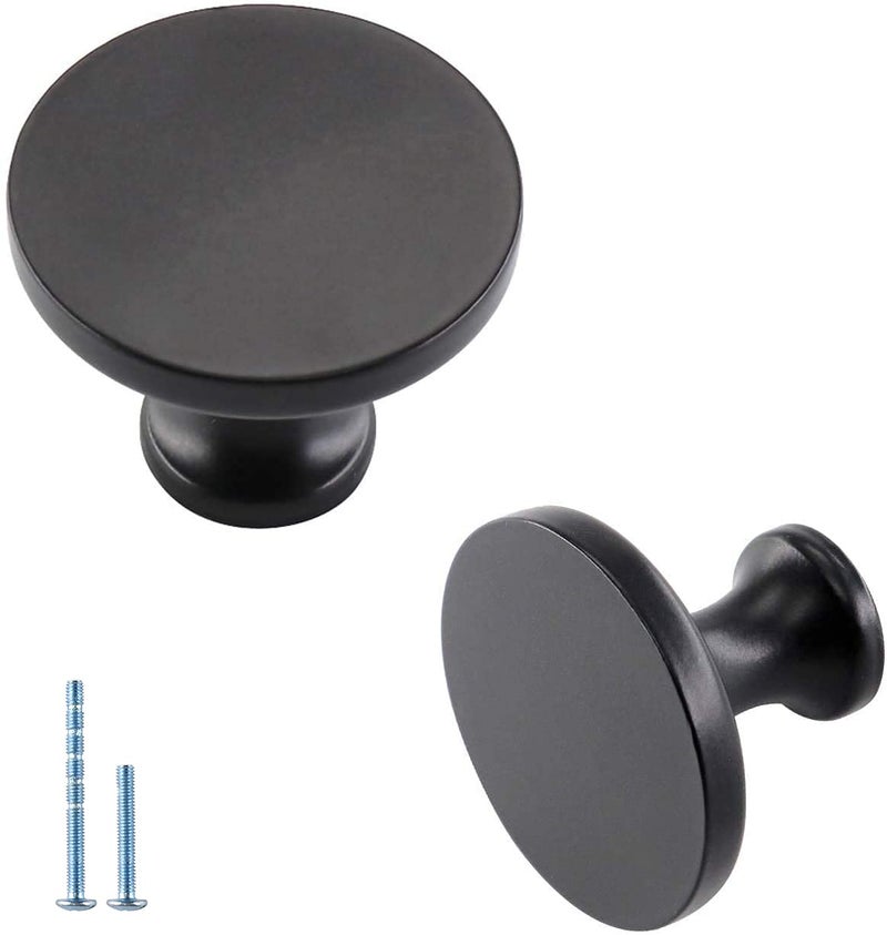 Homdiy 5 Pack Matte Black Cabinet Knobs Solid Round Drawer Knobs Modern Kitchen Cabinet Hardware For Bedroom Dresser Cupboard Drawers - Image 1
