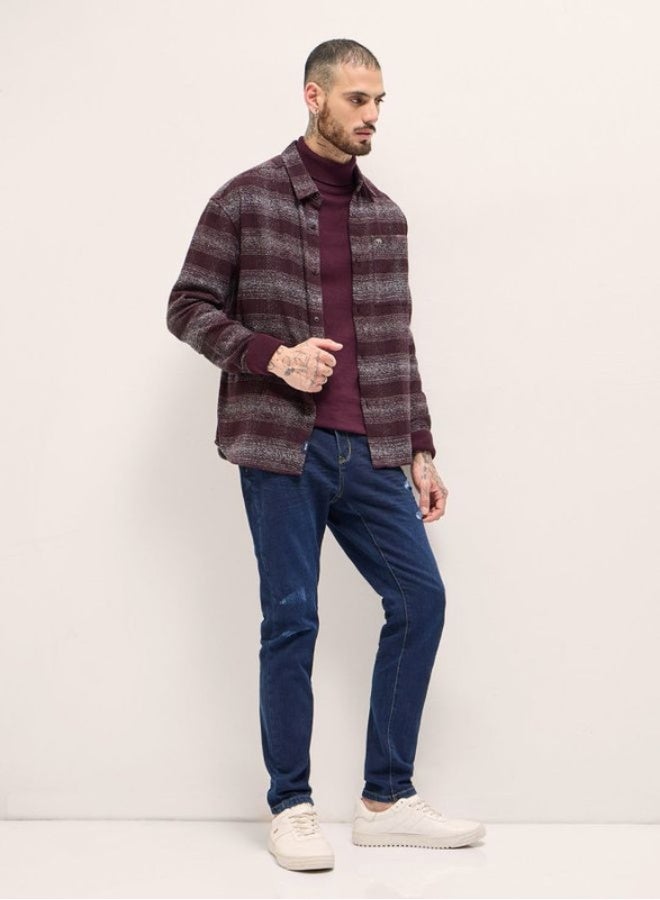 THE BEAR HOUSE Shacket for Men | Long Sleeve, Casual Button-Down | Soft, Breathable Fabric for Work, Everyday, & All-Season Wear in Stylish Design - Image 4