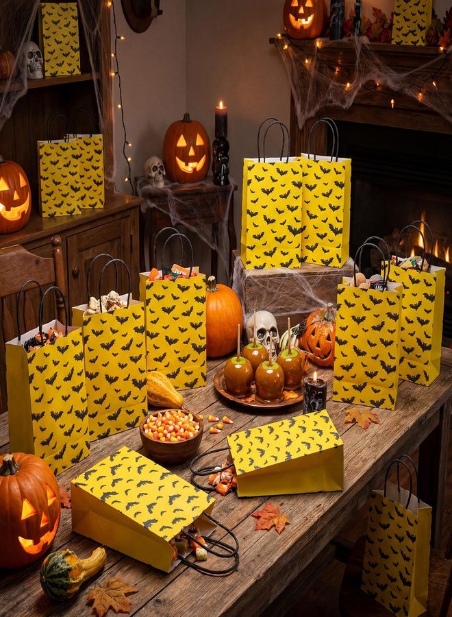 Kolldenn 24 Pcs Bat Themed Party Favor Bags Bulk 6 x 8 Inch Paper Treat Goodie Bags with Handles Black Yellow Birthday Party Favors for Birthday Parties Supplies Decorations Gifts Halloween - Image 4