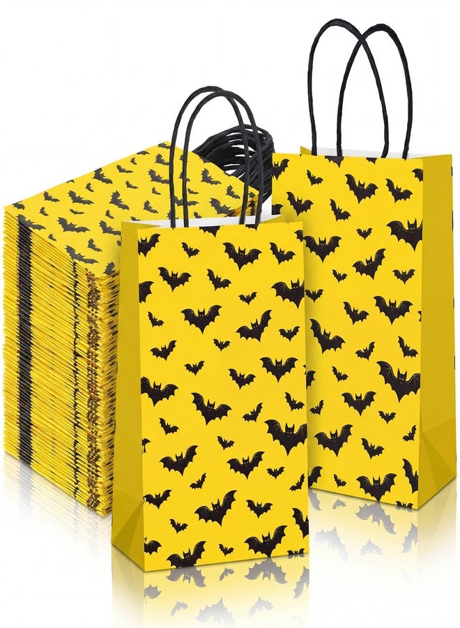 Kolldenn 24 Pcs Bat Themed Party Favor Bags Bulk 6 x 8 Inch Paper Treat Goodie Bags with Handles Black Yellow Birthday Party Favors for Birthday Parties Supplies Decorations Gifts Halloween - Image 1