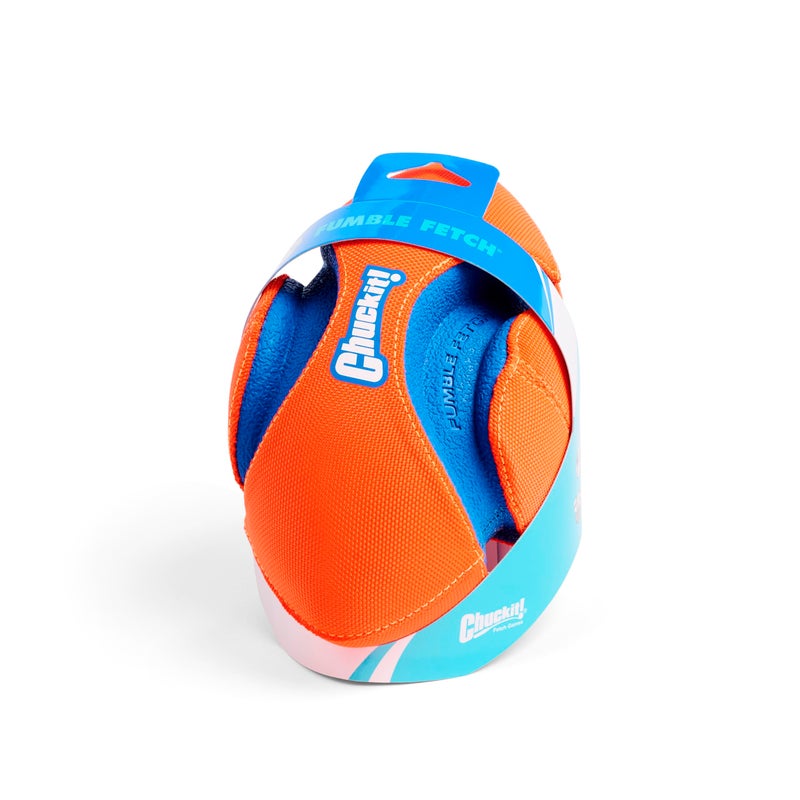 Chuckit! Fumble Fetch Dog Football - Outdoor and Indoor Interactive Dog Toy with Grooved Design for Easy Pickup - Made from Durable Rubber - Floats in Water - Small - Orange and Blue - Image 3