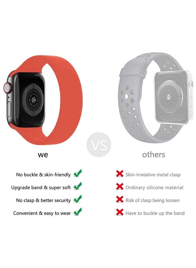 CATANES Replacement Band for Apple Watch Band 38mm 40mm 41mm (42mm Series 10) – Solo Loop Silicone Band - Wrist Size 120-125mm - Orange - Image 5