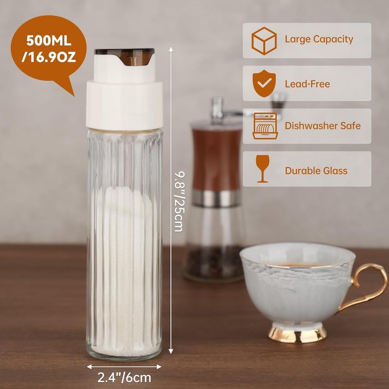 NiHome 16.9 OZ Sugar Dispenser with Automatic Pouring Switch for Home, Kitchen, Coffee Station, Large Capacity Glass Jar for Sugar, Coffee Creamer, Salt, Food-Grade Glass with Anti-Slip Ribbed Design - Image 5