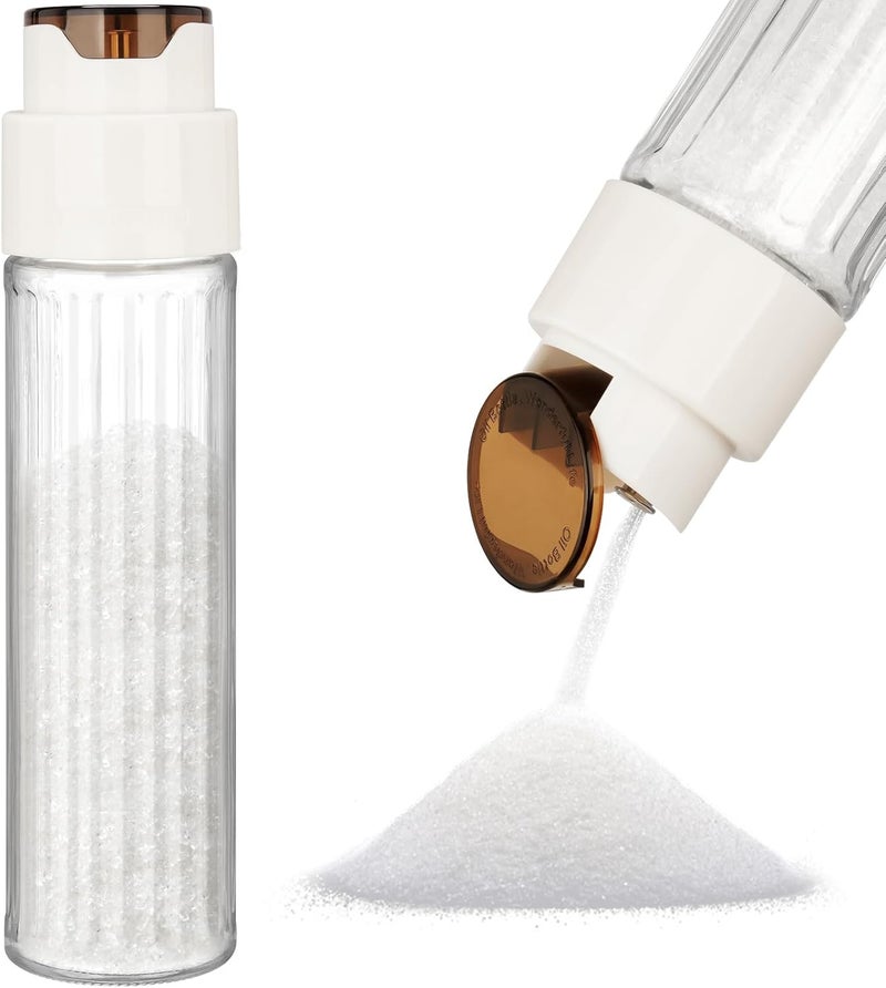 NiHome 16.9 OZ Sugar Dispenser with Automatic Pouring Switch for Home, Kitchen, Coffee Station, Large Capacity Glass Jar for Sugar, Coffee Creamer, Salt, Food-Grade Glass with Anti-Slip Ribbed Design - Image 1