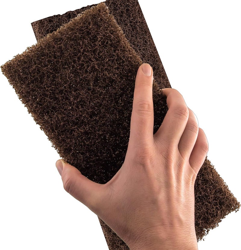 Mop Mob Heavy Duty XL Brown Scouring Pad 2 Pack. 10 x 4.5in Large Multipurpose Nylon Scrubbing Sponges. Clean Bathrooms, Kitchens, Counters and Floors to Erase Grime and Make Surfaces Sparkle - Image 1