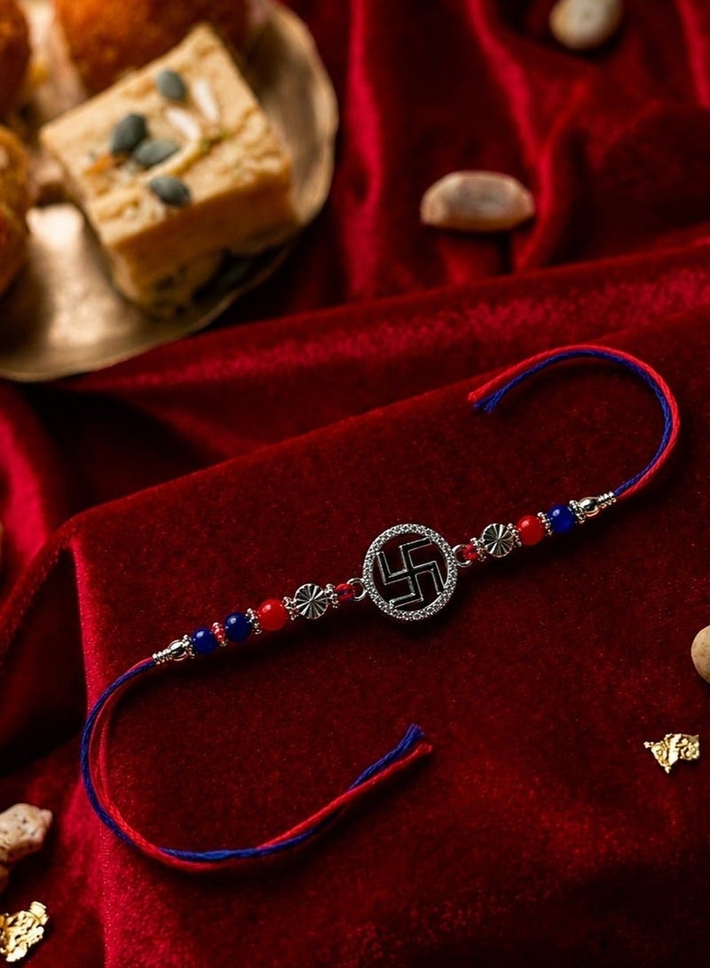 Kannan Jewels Kannan Premium Handcrafted 925 Silver Swastik Design Rakhi- 41 cm - Image 5
