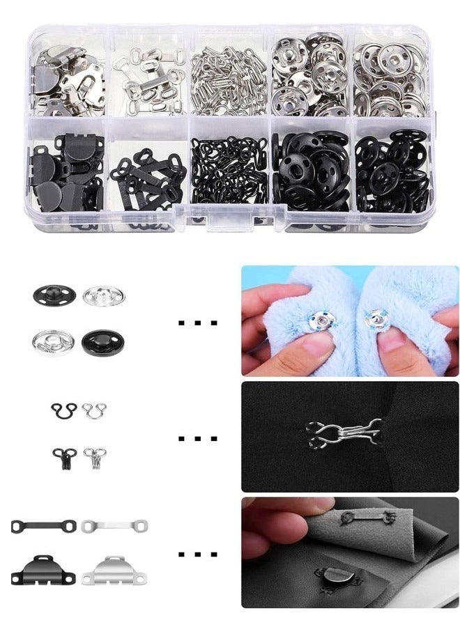 3 Styles Skirt Hooks and Eyes Sewing Hooks, Sewing Snap Garment Tools with Metal Snap Fastener Snaps, Suitable for Pants Skirt Bra Sewing DIY Making, 2 Colors (50 Pairs) 100pcs  - Image 1