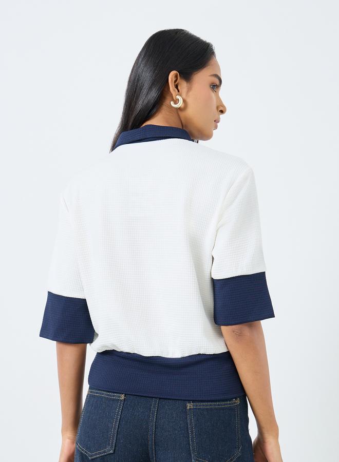 تايك تو تيشيرت بولو محبوك بنمط كتل الألوان - Image 4