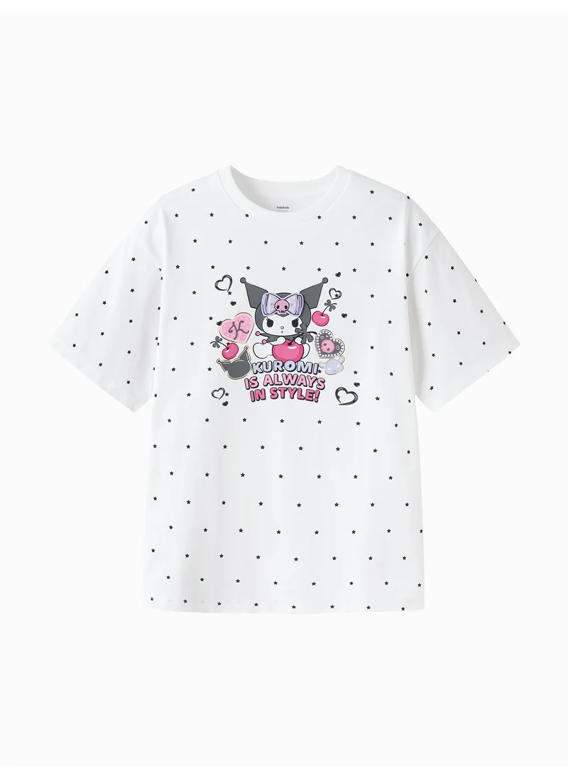 Balabala Kids Girl Round v-neck short-sleeved T-shirt