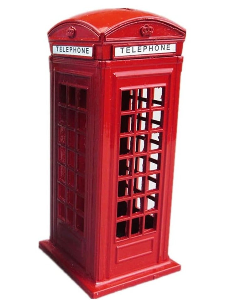 Decor in the form of a small model of a red British metal telephone booth, a wonderful decorative shape for the home or office