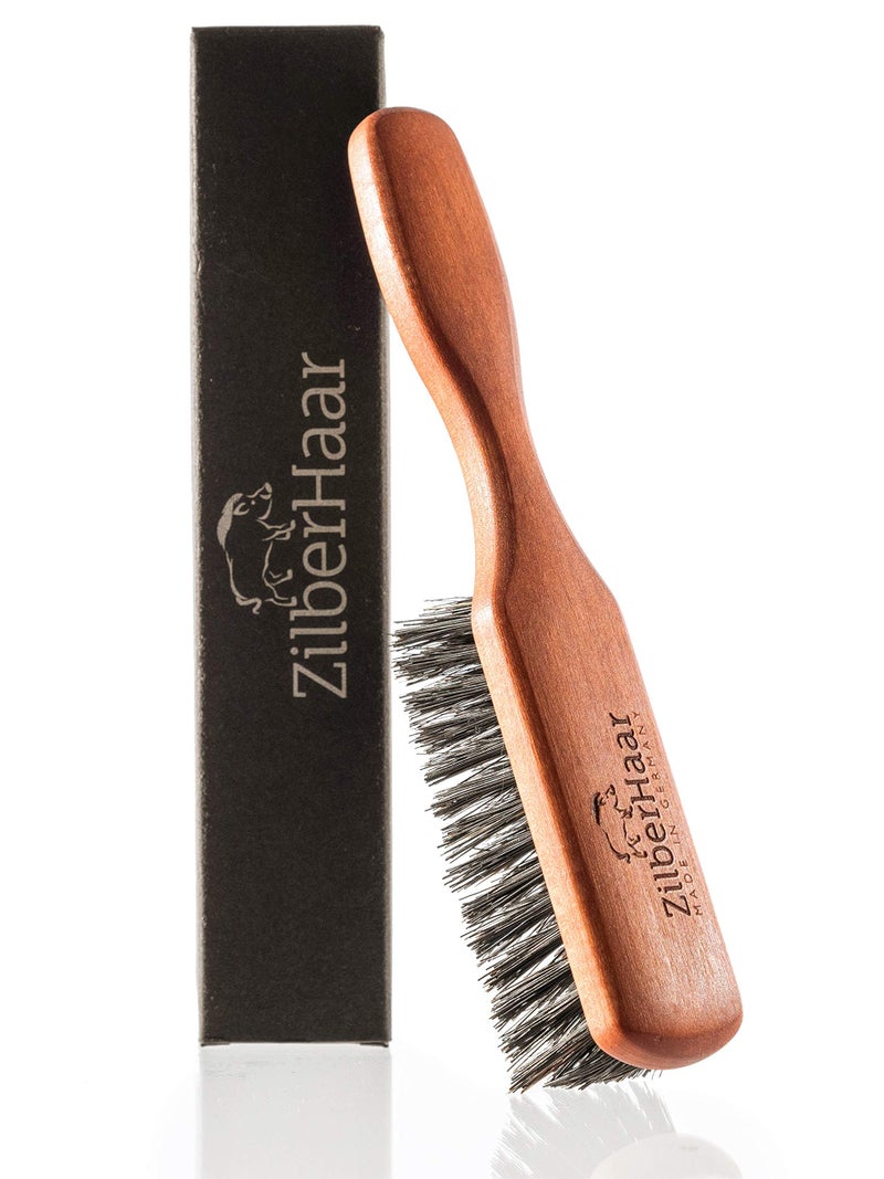 ZilberHaar Regular Beard Brush - Soft Boar Bristles - Beard grooming brush for men - Straightens and Promotes beard growth - Works with Beard Oils and Balms - Essential for beard care kits - Image 1