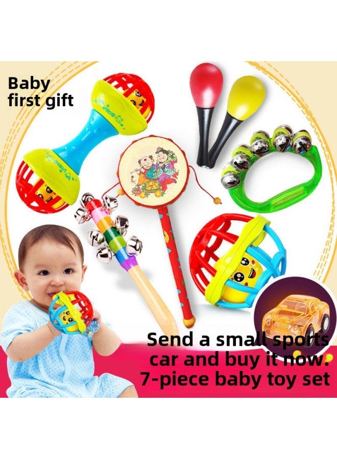Baby Rattle Baby Hand Grasp Training Toy 0-1 Years Old Handdrum Can Bite Boys Girls Small Rattle-Color:Rattle White Bottom Figure - Image 2