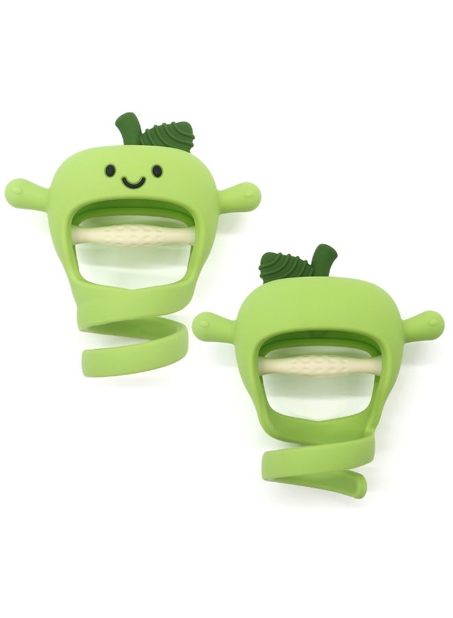 Mini Treasures BPA Free Silicone Baby Apple Teething Toys| Baby Hand Teether Mitten for Sucking Needs| Baby Chew Toys Hand Pacifier for Soothing Teething Pain Relief - Green - Image 2