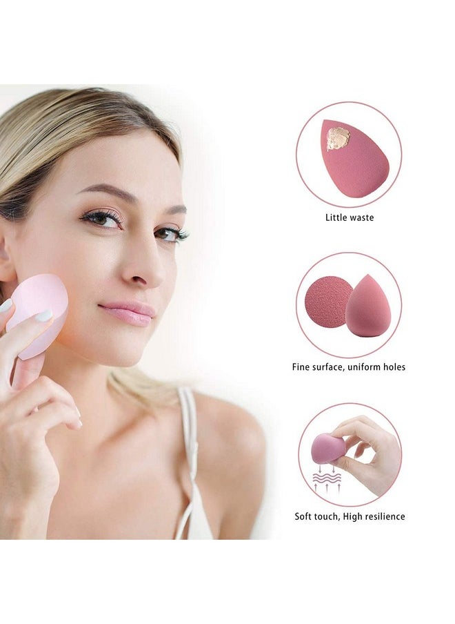 VITALOGY - Makeup Sponges For Foundation - Makeup Sponge Set For Blending - Beauty Blender Set Of 4 + Egg Case Holder - Flawless For Cream, Powder And Liquid (Pink Mix Colours)  - Image 4