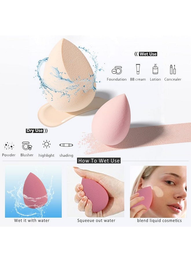 VITALOGY - Makeup Sponges For Foundation - Makeup Sponge Set For Blending - Beauty Blender Set Of 4 + Egg Case Holder - Flawless For Cream, Powder And Liquid (Pink Mix Colours)  - Image 1